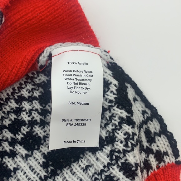 Red, Black, & White dog Sweater size Medium - Picture 3 of 9
